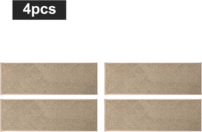 COSY HOMEER Edging Stair Treads Non-Slip Carpet Mat 28inX9in Indoor Stair Runners for Wooden Steps, Edging Stair Rugs for Kids and Dogs, 100% Polyester TPE Backing (7pc, Beige)