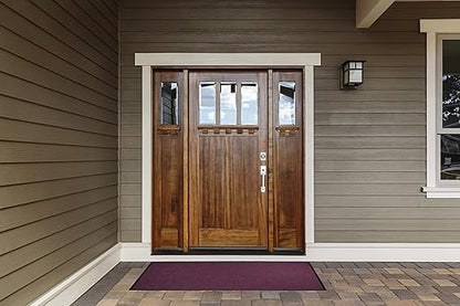 WaterHog Diamond | Commercial-Grade Entrance Mat with Rubber Border – Indoor/Outdoor, Quick Drying, Stain Resistant Door Mat (Solid Red, 4' x 10')