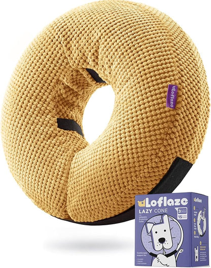 Inflatable Dog Cone Collar - Dog Neck Donut Cone Collar Alternative After Surgery - Soft Cone for Large Medium Small Dogs Cats - Alternative Recovery E Collar (Yello, L)
