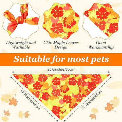 Abbylike 50 Pcs Fall Dog Bandana Bulk Maple Leaves Bandana for Dogs Triangle Kerchief Bibs Scarf for Small Medium Large Pet Autumn Thanksgiving Costume Accessories, 25 Styles (25.6 x 17.7 x 17.7 Inch)