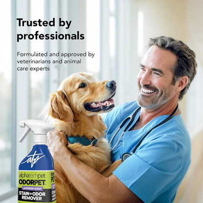 OdorPet Pet Stain Remover and Odor Eliminator - 16 Oz Ready To Use Spray, Non Staining, Professional Strength, Lavender Scent by Alpha Tech Pet