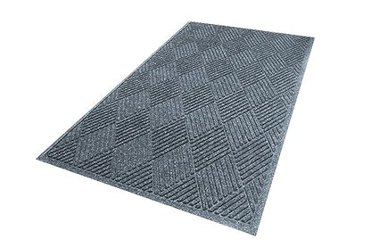 WaterHog Diamond | Commercial-Grade Entrance Mat with Rubber Border – Indoor/Outdoor, Quick Drying, Stain Resistant Door Mat (Bluestone, 3' x 12')