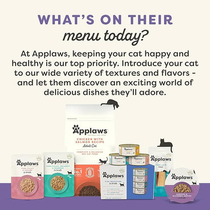 Applaws Natural Wet Cat Food, Limited Ingredient, Grain-Free, Protein with No Artificial Additives, Variety Pack in Broth (12 x 5.5oz Cans)