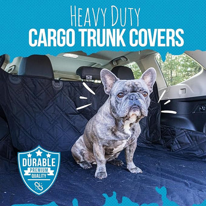 Bulldogology SUV Cargo Liner for Dogs 55"x82" Heavy Duty Pet Trunk Cargo Cover Area - Trunk Cover Car Protector for Dogs Waterproof Nonslip Mat - Dog Cargo Liner SUVs Vans Cars (Large, Black)