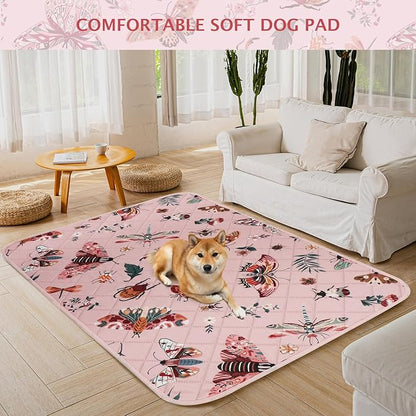 IEUUMLER Washable Pee Pads for Dogs, 2 Pack Insect Pattern Reusable Waterproof Puppy Potty Pads, Non-Slip Absorbent Pet Training Pads for Playpen Crate Bed EU014