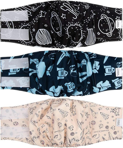 CuteBone Male Washable Dog Diapers Belly Bands 3pcs a Pack DM05L