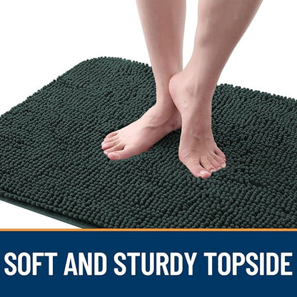 OLANLY Dog Door Mat for Muddy Paws 24x16, Absorbs Moisture and Dirt, Absorbent Non-Slip Washable Doormat, Quick Dry Chenille Mud Mat, Entry Indoor Entryway Carpet for Inside Floor, Blackish Green