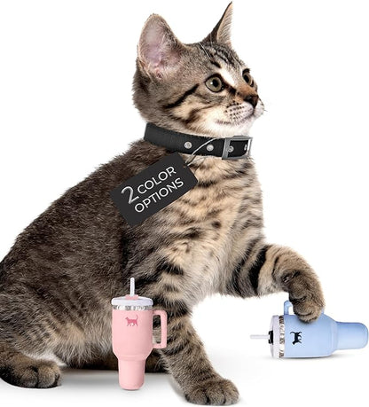 Kitty Cup Tumbler Cat Toy – Funny Cat Birthday Gifts with Catnip & Crinkle Paper, Cute Girl Kitten Toys (Chambray Blue)