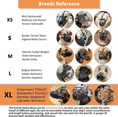 BARKLESS Dog Muzzle, Basket Muzzle for Biting, Chewing and Scavenging, Humane Cage Mouth Cover, Perfect for Grooming and Training Large Aggressive Reactive Dogs (XL, Black)