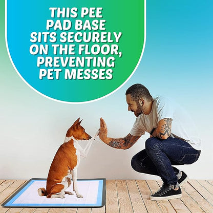 TidyFriend Dog Pee Pad Holder Tray Fits for 28” x 30” Wee Wee Pee Pads - Stable Grip, Raised Edges, Quick-Wipe Silicone Surface Dog Potty Tray Holder for Indoor Flooring Protection (Grey)