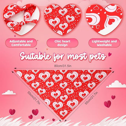 Weewooday 50 Pcs Dog Bandanas Bulk for Dogs Soft Bibs Adjustable Triangle pet Bandana for Small Medium Large Costume(Heart Pattern,31.5 x 21.7 x21.7 Inch)