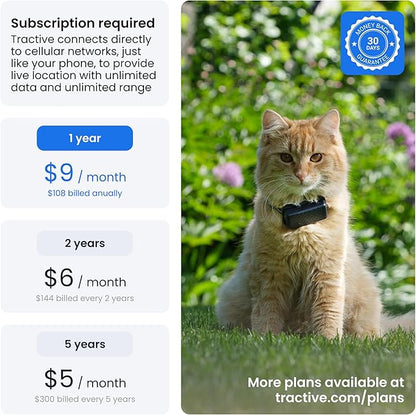 Tractive Smart Cat GPS Tracker | Real-Time Location & Wellness Monitoring for Cats 6.5 lbs+ | Territory & Location History | Up to 5-Day Battery | Breakaway Collar Included (Brown)