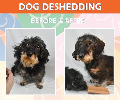 Jocomb Wooden Deshedding Brush for Dogs, Cats & Horses - Gentle Grooming Tool for Thick, Short & Wiry Coats - Dematting Pet Brush for Shedding Control & Comfort