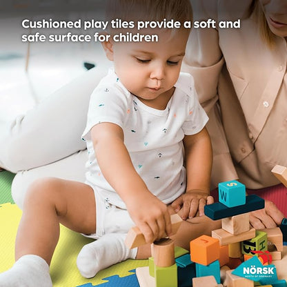 Norsk Reversible Kids Puzzle Play Mats 1/2" Thick EVA Interlocking Foam Tiles (Multicolor/Black 12 Tiles - 48 sq. Ft. 1/2" Thick)