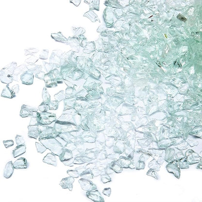 TWINKLING High Luster Crushed Glass Glitter, Broken Glass, Fire Glass Gems Chips for Fire Pit, DIY Resin Art, Epoxy Crafts, Geode Painting, Aquarium Decoration, 6-9mm(370g/13oz.) (Aqua)