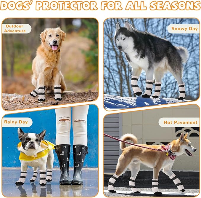 Winter Dog Snow Boots with Warm Wool Lining, Dog Shoes for Large Small Medium Dogs, Dog Booties and Paw Protectors, Anti-Slip Dog Shoes with Reflective for Snow, Hardwood Floors, Hiking (Size 3)