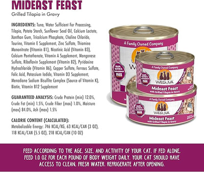 Weruva Classic Cat Food, Mideast Feast with Grilled Tilapia in Gravy, 10oz Can (Pack of 12)