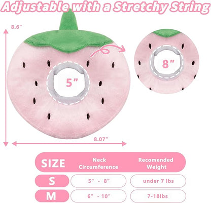 Soft Cat Cone Collar, Cute Cat Recovery Collar Suitable for Small, Medium, Large Cats,Elizabethan Neck Collar for Cats After Surgery (Strawberry, Small)