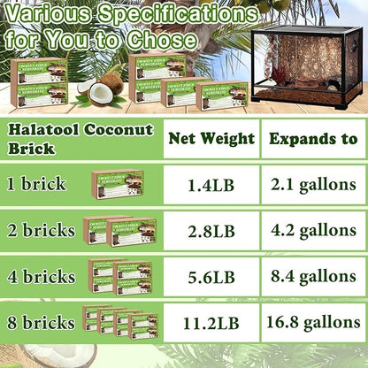 Halatool 2Pack Leopard Gecko Substrate Natural Coconut Fiber Substrate for Reptiles Premium Coco Husk Terrarium Bedding for Tortoise Habitat Snake Lizard Hermit Crab Tarantula Enclosure Worm Bin Frog