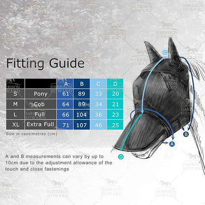 Harrison Howard LumiVista Horse Fly Mask Long Nose with Ears UV Protection for Horse Pine Cones L Full Size