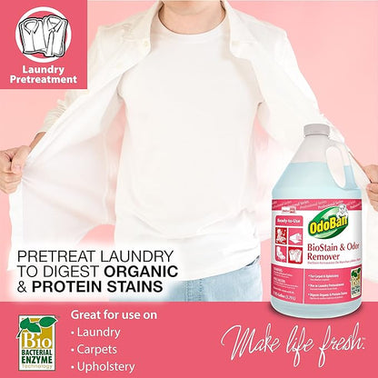 OdoBan Professional Cleaning and Odor Control Solutions, Ready-to-Use Biostain and Odor Remover, Made in the USA, 1 Gallon