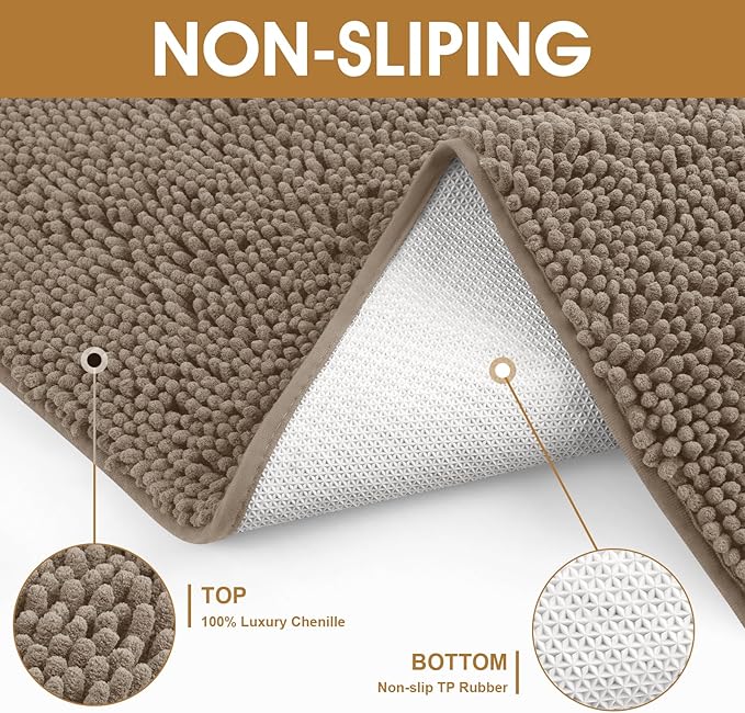 IM HOME 36" x 24" Beige Dog Door Mats for Muddy Paws, Chenille Absorbent Dog Mat, Non Slip Heavy Mud Mat for Dogs, Soft Pet Bed Mat for Entryway, Mud Paws, Inside Floor