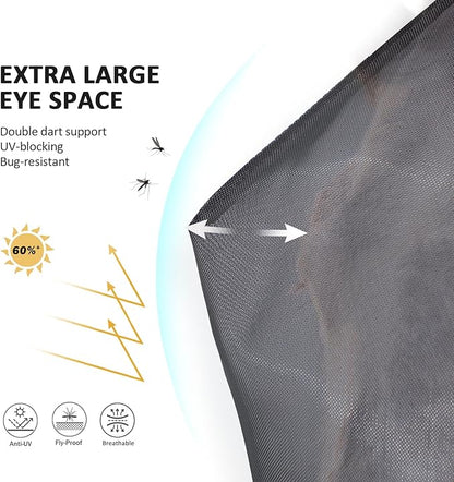 Horse Fly Mask Large Space Breathable UV Protection Equine Mask with Reflective Features on Ears Mars Black L