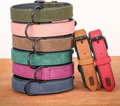 Didog Soft Padded PU Leather Dog Collar, Breathable and Adjustable Dog Collar for Large Dogs, Comfortable for Daily Walk, Light Brown, XL Fit Neck 17-21"(44-71 lbs)