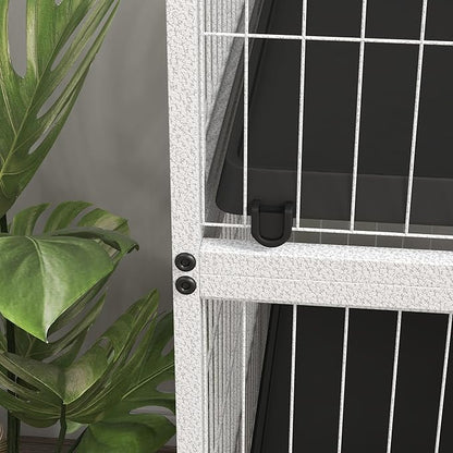 PawHut Metal Small Animal Cage, 5-Tiers Rolling Big Ferret Cage with Hammock, Removable Tray, for Chinchilla, Sugar Glider, White