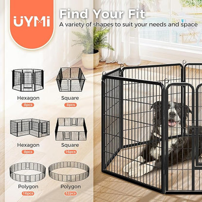 32 Inch Dog Playpen - 8 Panels Metal Pet Exercise Pen for Small-Medium Dogs, Indoor/Outdoor Dog Fence for Yard, Garden, Camping & RV Travel