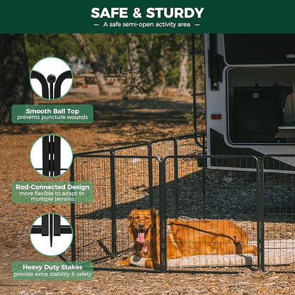 FXW Rollick Unleashed Dog Playpen for Indoor, Yard, RV Camping, 32 inch 16 Panels for Small and Medium Dogs, Black│Patented