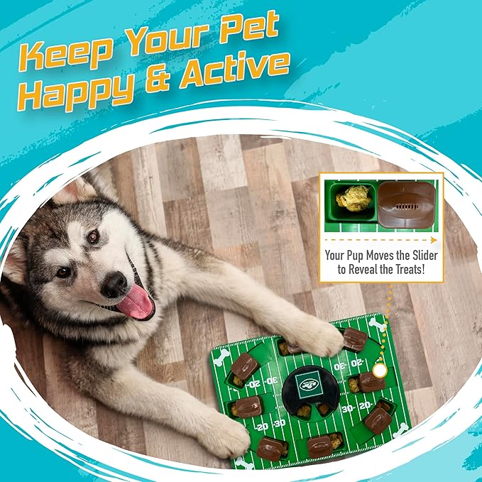 Pets First NFL New York Jets Puzzle, Interactive Dog Treat Puzzle Toy