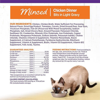 Wellness Complete Health Minced Adult Wet Cat Food, Natural, Protein-Rich, Grain Free, 3 Ounce , 24 Pack, (Chicken Entrée)