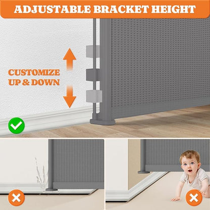 Upgrade 120" Retractable Baby Gates Extra Wide with Reinforced Strips, 10 FT Retractable Dog Gate for Garage, 41" Tall Retractable Gate Indoor Outdoor for Pet and Baby-Grey