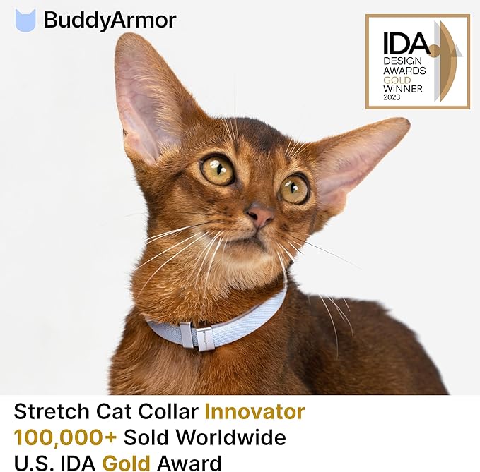 Safety Cat Collar Pro, Lightweight Elastic Release Non Breakaway Cat Collar Adjustable with Snap Fastener for Kitten All Small Large Cats, US IDA Gold Award (Olive, M 7.9-15.7")