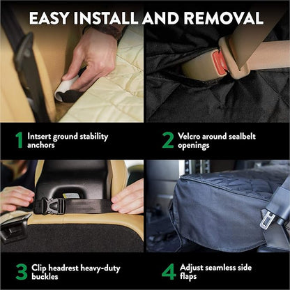 Plush Paws Products Velvet Convertible Rear Seat Cover | Durable Diamond Stitching | Washable & Waterproof Back Seat Cover | Car, Truck & SUV | Nonslip, Tear Resistant Protection | X-Large London Grey