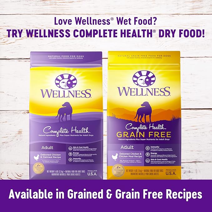 Wellness Wet Canned Dog Food, Pate Variety Pack, 12.5 Ounce Can (Pack of 6)