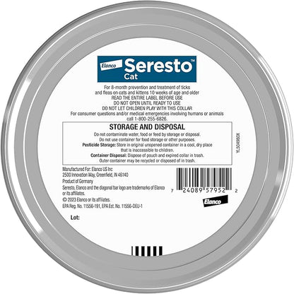 Seresto Cat Vet-Recommended Flea & Tick Treatment & Prevention Collar for Cats | 8 Months Protection