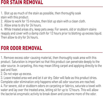 Nature's Miracle Stain and Odor Remover, Spot Stain and Pet Odor Eliminator, Enzymatic Formula, 32 Ounce Spray