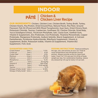 Wellness CORE+ Indoor Pate Adult Wet Cat Food, Natural, Protein-Rich, Grain Free, 5.5 Ounce, 24 Pack (Chicken & Chicken Liver)
