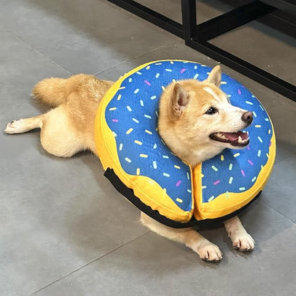 Katoggy Inflatable Dog Cone Collar for Post-Surgery Dogs & Cats, Soft Adjustable Blow-Up Donut E-Collar for Small, Medium & Large Pets