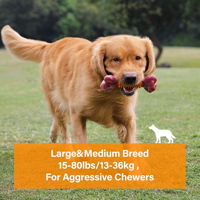 Apasiri Dog Toys for Aggressive Chewers Peanut Butter Flavored, 8" Tough Dog Chew Bone, Nylon & Rubber Chew Toy, Dog Bone Toy for Large Medium Breed 20-80lbs