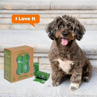 Best Pet Supplies Poop Bags for Dogs, 50% Post-Consumer Recycled Content dog waste bags on rolls, fits all poop bag holders for leashes - 300 Count, Green, Unscented