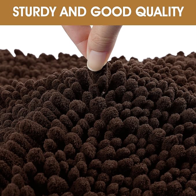 IM HOME 30" x 20" Brown Dog Door Mats for Muddy Paws, Chenille Absorbent Dog Mat, Non Slip Heavy Mud Mat for Dogs, Soft Pet Bed Mat for Entryway, Mud Paws, Inside Floor