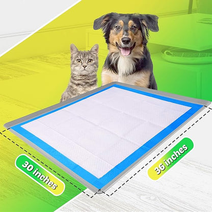 TidyFriend Pee Pad Holder Tray 30 x36 Inches, Puppy Pad Holder, Easy to Clean and Store Pee Pad Holder for Dogs, Silicon Training Pad Holder, No Spill Puppy Pad Holder (Light Grey)