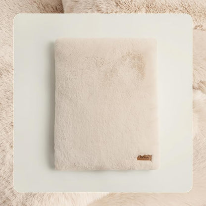 UnHide Floof Pet Pillow - Extra Soft Dog Bed Pillow- Removable Faux Fur Cover - Machine Washable - Helps Ease Pet Anxiety & Provides The Perfect Sleep, 28 x 36 x 5, 10lbs - Beige