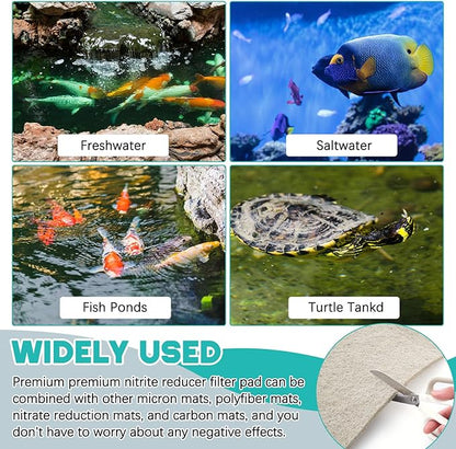 Treela 10 x 36 Inch Ammonia Reducer Filter Pad Fish Tank Filter Pads Ammonia Remover Aquarium Cut to Fit for Aquariums and Pond Reducing Infused Media Pad
