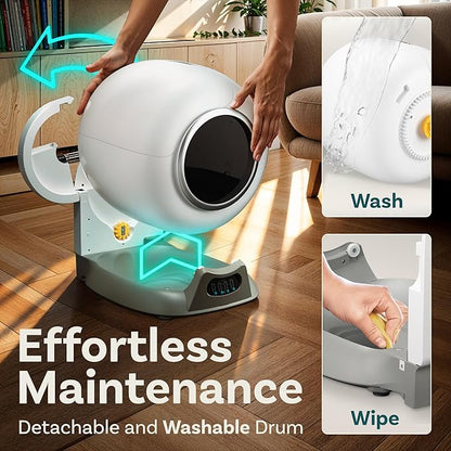 Self Cleaning Litter Box with Auto Safety Sensors for Multiple Cats - Automatic Cat Litter Box Self-Cleaning - Covered Odor Removal with APP Control - Compatible On All WiFi - Electric Robot