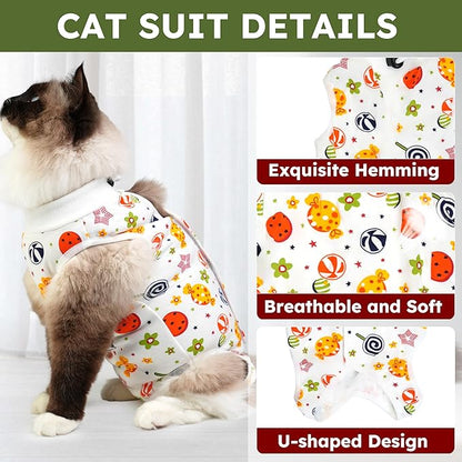 Cat Recovery Suit for Spay Abdominal Wounds, Breathable Cat Onesie for Cats After Surgery Female, Kitten Surgical Recovery Suit Female Cone of Shame Alternative for Cats Anti Licking