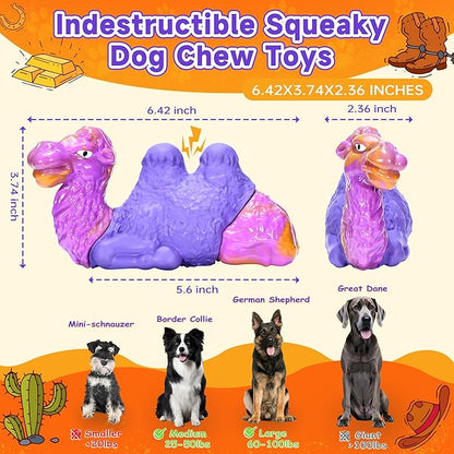 Tough Dog Toys for Aggressive Chewers, Durable Indestructible Nylon Dog Chew Toys for Large Medium Small Breeds, Squeaky Chew Toy for Puppy Teething, Interactive Dogs Toy Keep Them Busy (Wood Flavor)